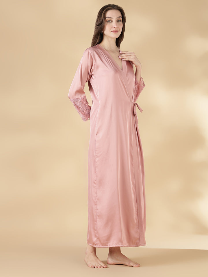 Dusty rose best satin nighty with matching robe