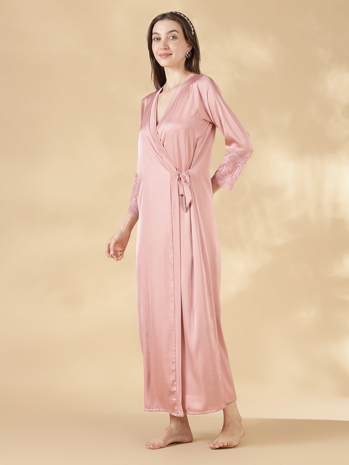Dusty rose best satin nighty with matching robe