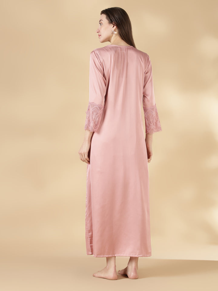Dusty rose best satin nighty with matching robe