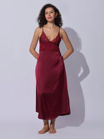 Satin Robe and Night Gown Set for Women Luxe Lace Sleepwear
