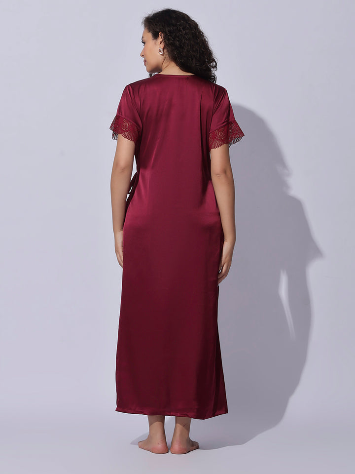 Premium and trendy satin robe night gown set for women