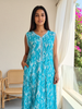 Sea Blue Floral Alpine Nighty for Women Summer A Line