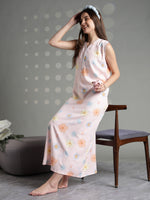 Peach Blossom Rayon Summer Comfort Sleeveless Nighty