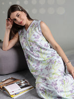 Pastel Mint Rayon Relaxed Fit Sleeveless Nighty For Women