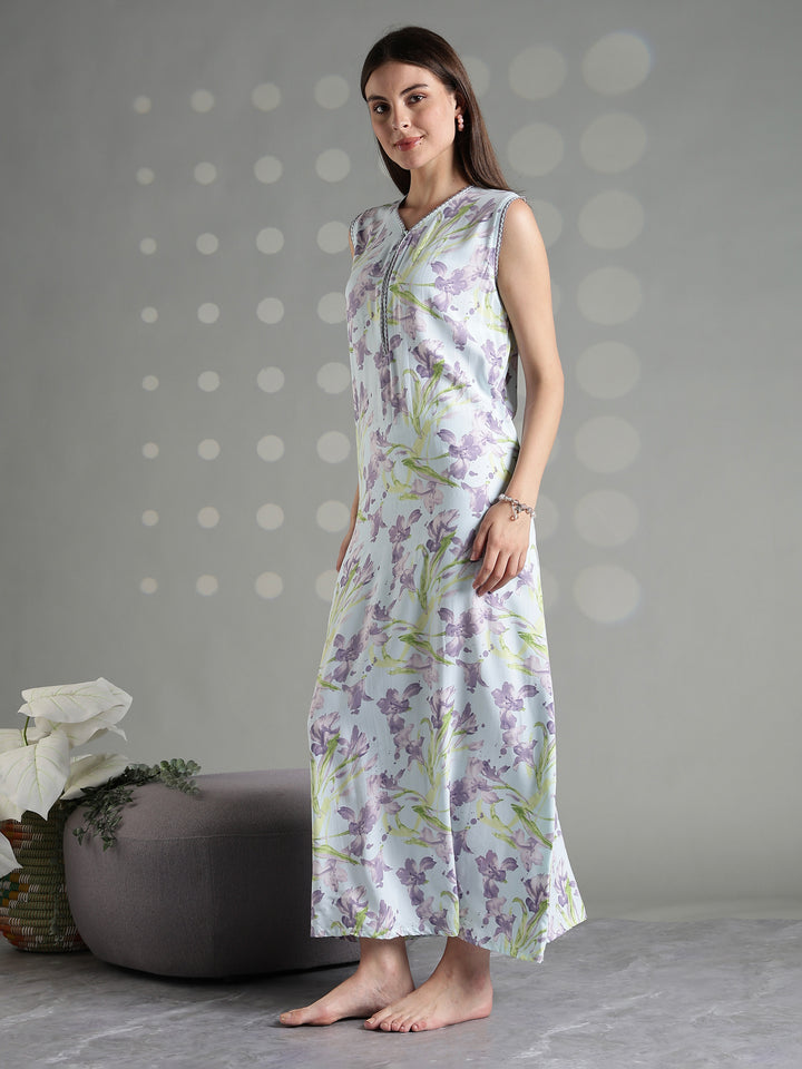 Pastel mint soft sleeveless nightgown for women online