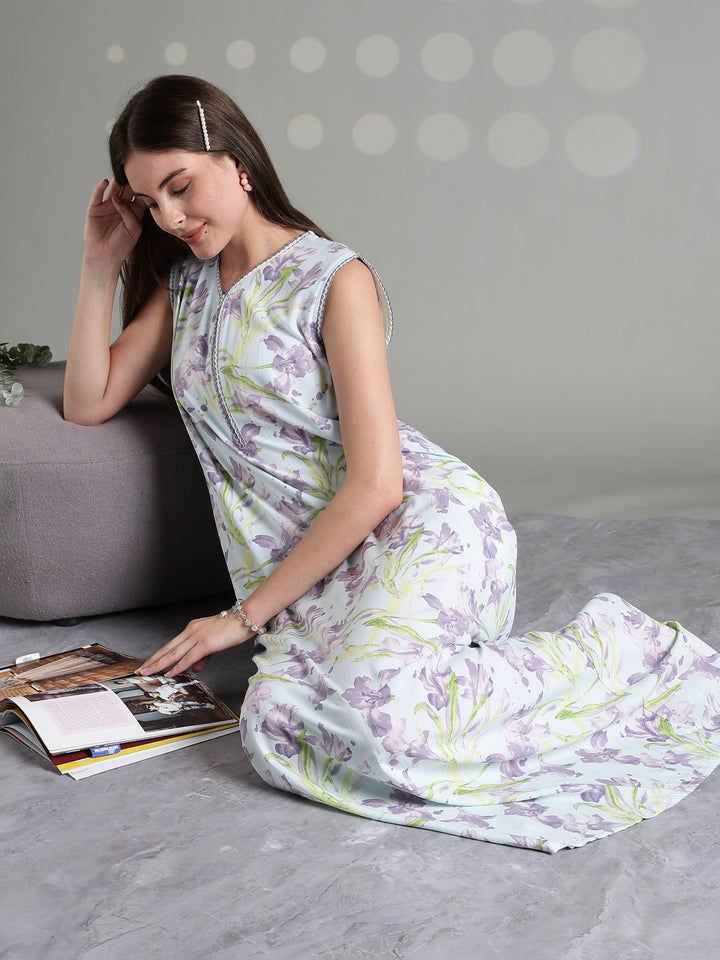Pastel mint soft sleeveless nightgown for women online