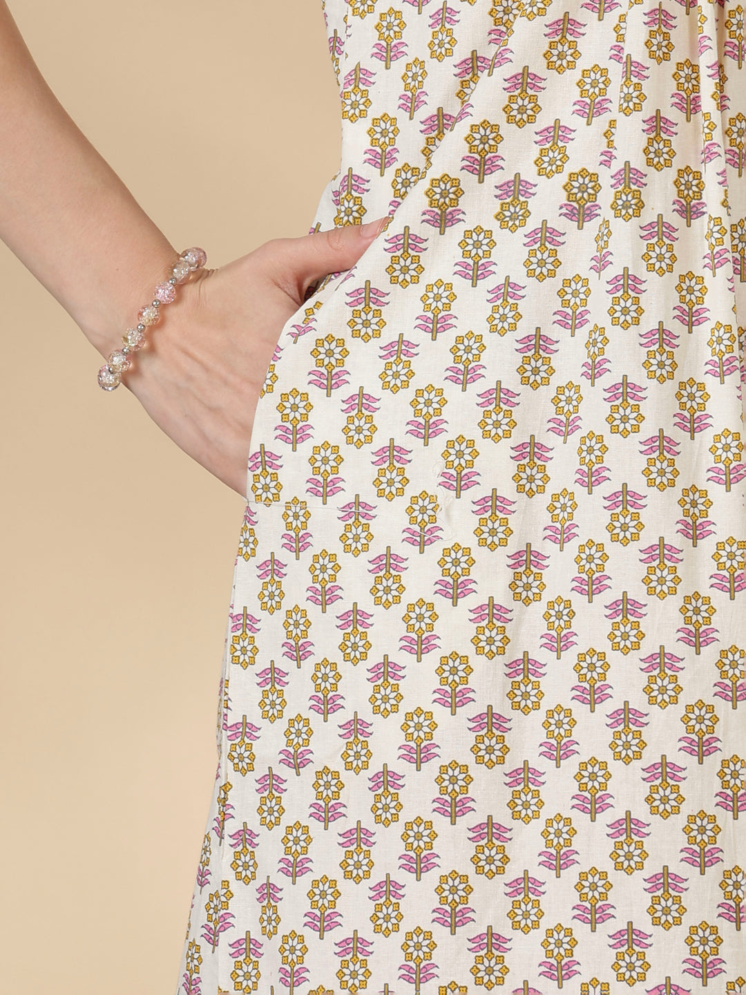 Leaf pink comfortable 100% pure cotton nighty for ladies