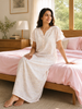 Pastel Peach Bamboo Feel Crush Cotton Designer Nighty for Women