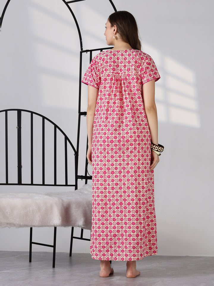 Pink comfortable pure cotton summer sleepwear for women