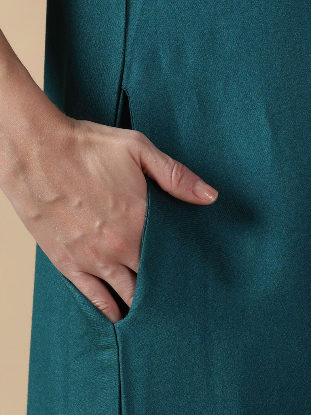 Heritage style alpine embroidered teal night dress for women