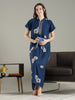 Alpine Floral A Line Nighty for Women with Pocket in Twilight Azure