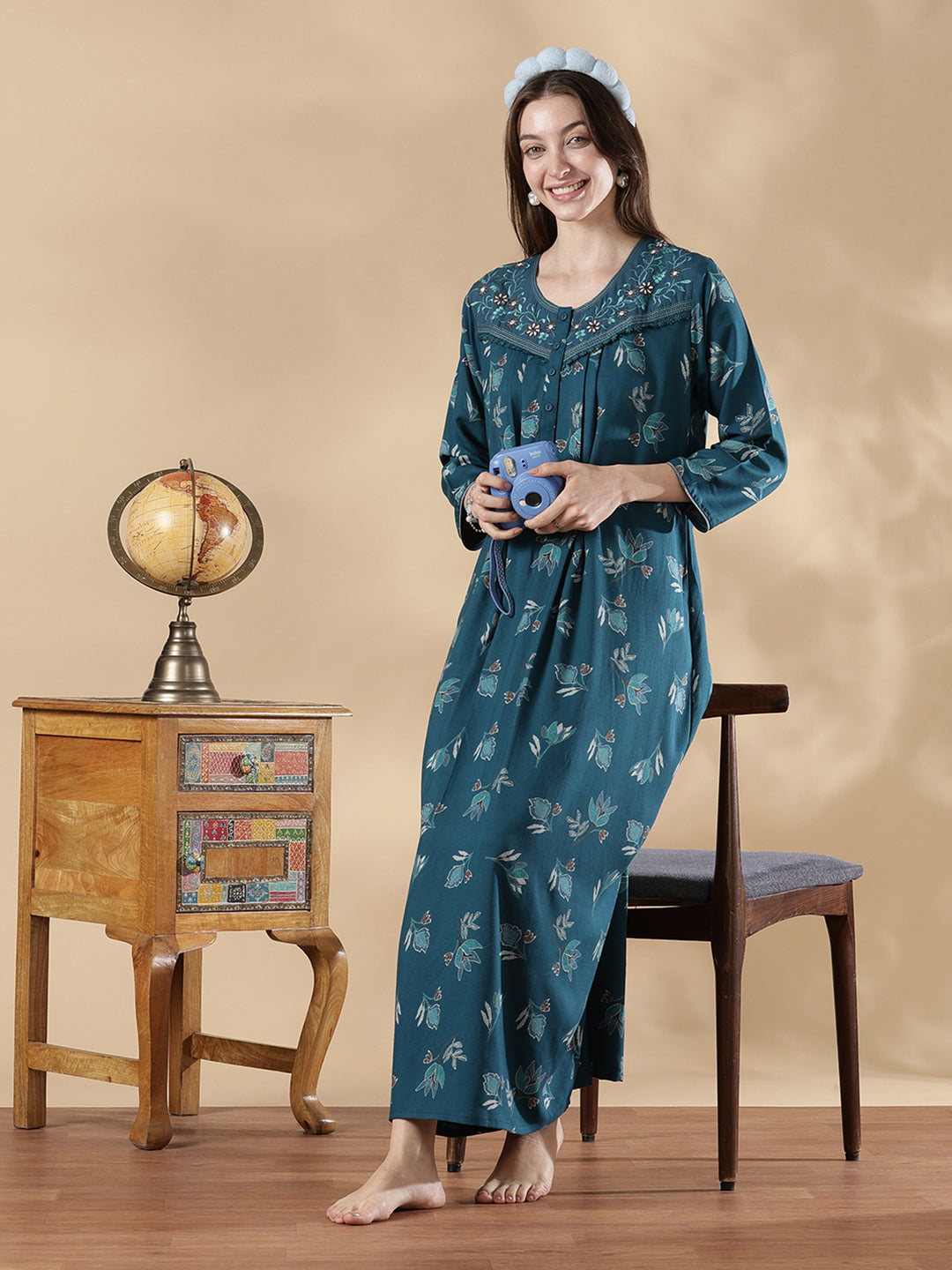 winter nighty dress Dagsmejan Women's Stay Warm Night Dress, Made Of Merino Wool, Grey, S