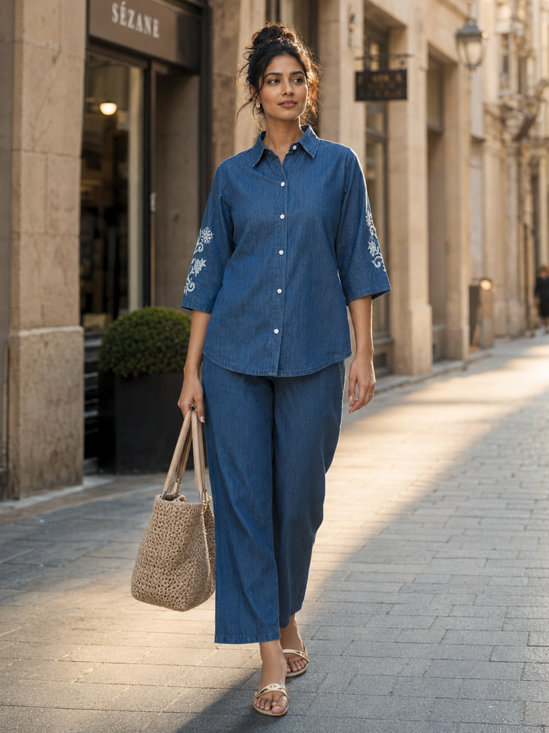Denim co ord set for women casual travel wear online