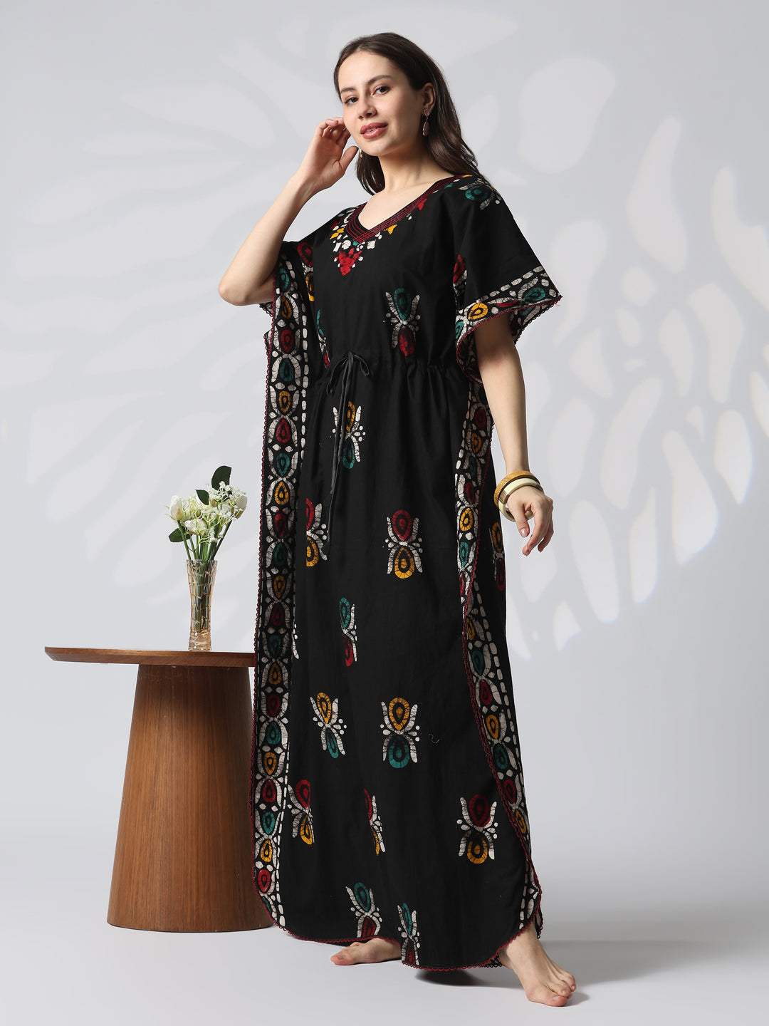Pure cotton batik print kaftan nighty for women online