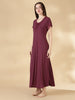 Malai A Line Nighty for Women with Lace Neck Mauve
