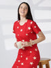 Red Star Printed Cotton Short Nighty for Women Comfortable Fit