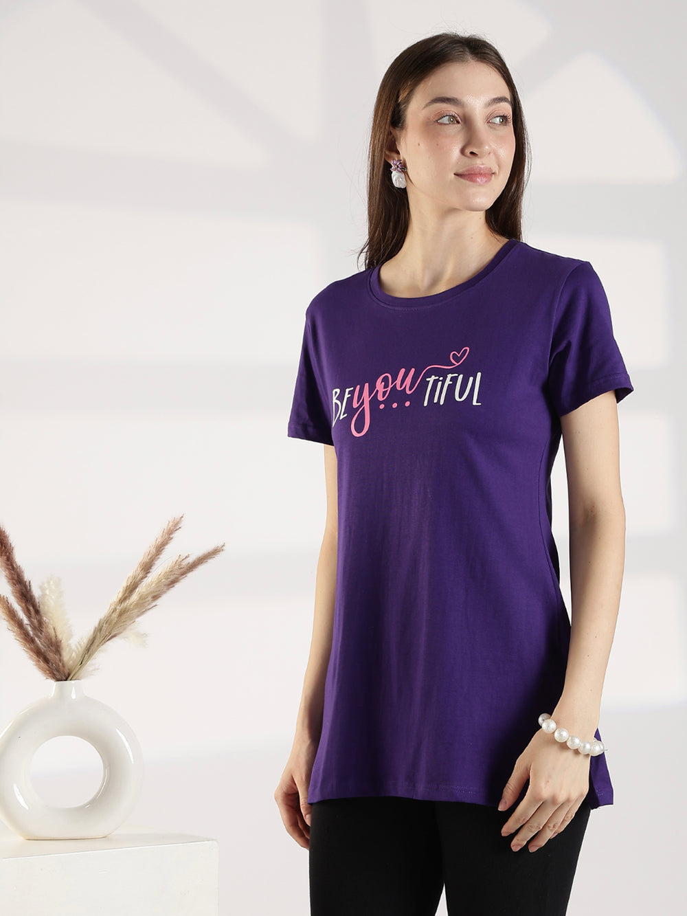 Violet soft hosiery cotton long t shirt for women