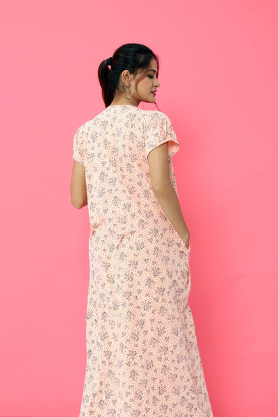 Orange Cotton Blend Designer Nighty 
