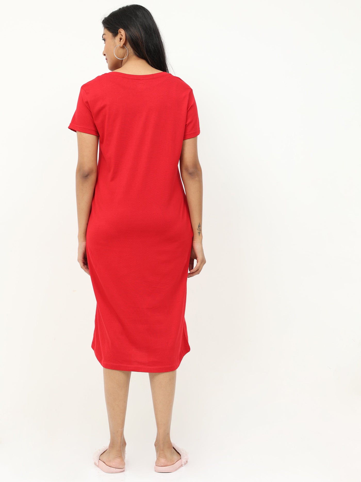 Hosiery Cotton Short Nighty Red