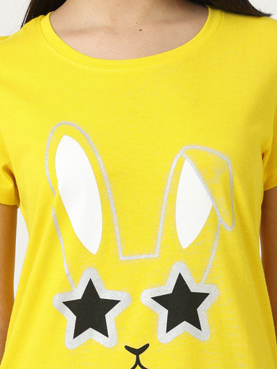 Hosiery Cotton Short Nighty | Bright Yellow