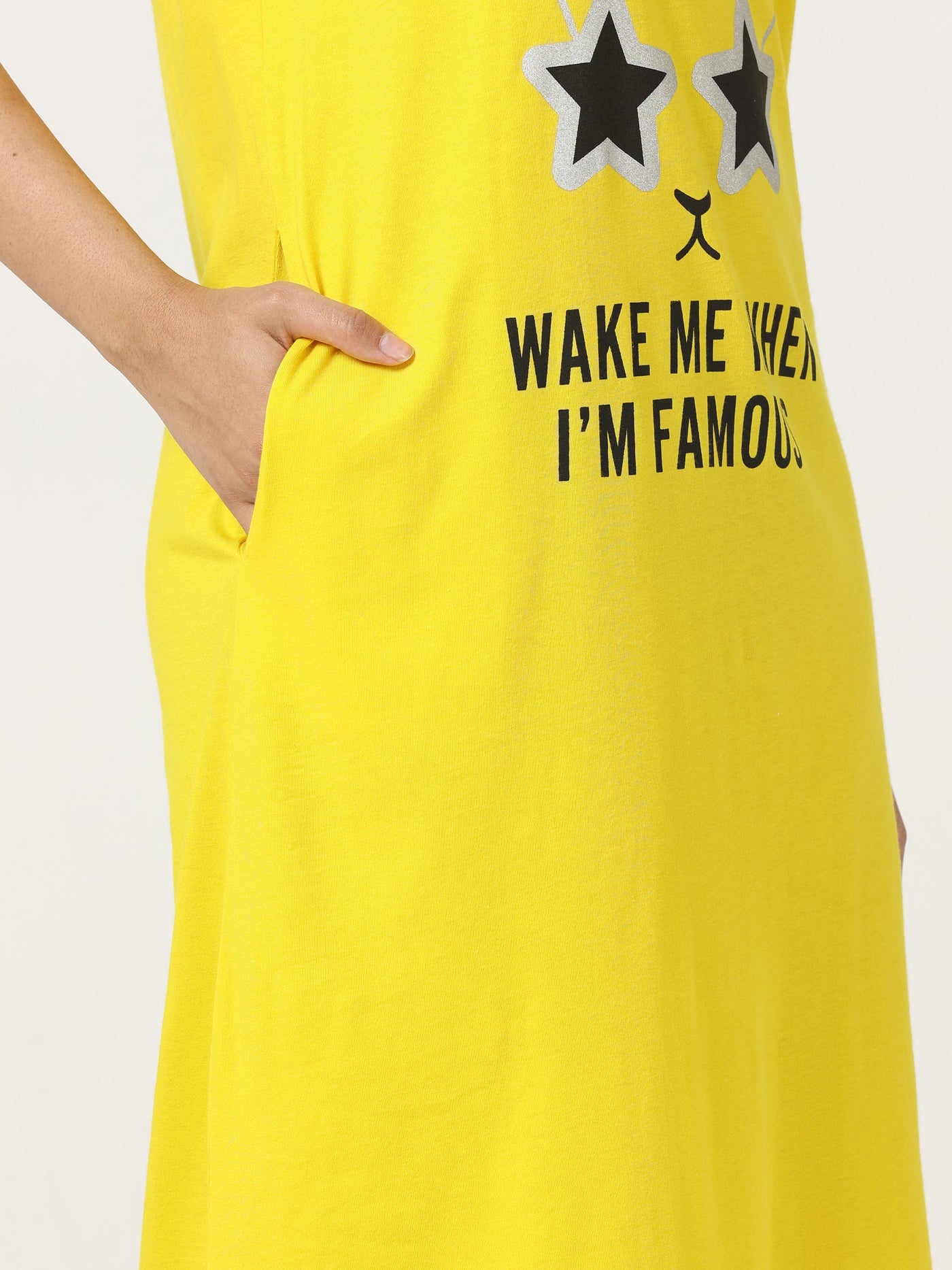 Hosiery Cotton Short Nighty | Bright Yellow
