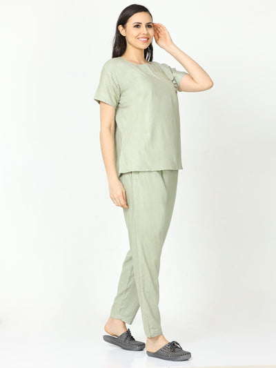 Linen Round Neck Co-ord Sets