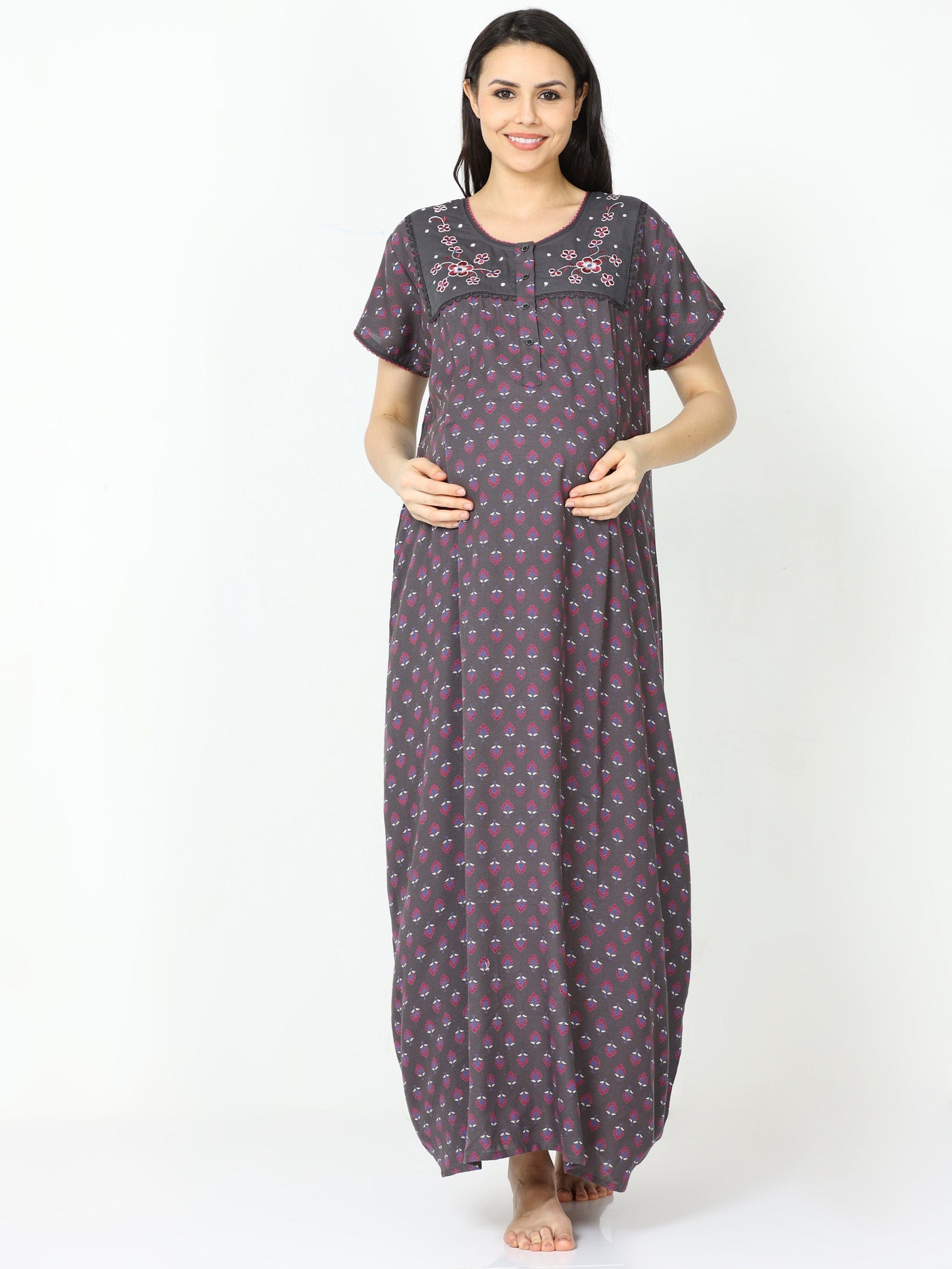 Alpine Maternity Feeding Nighty Grey