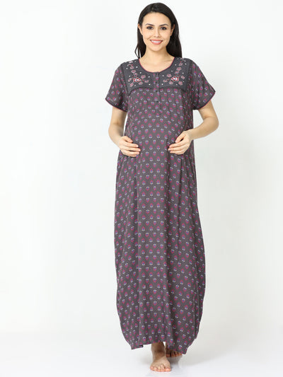Alpine Maternity Feeding Nighty Grey