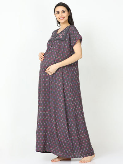 Alpine Maternity Feeding Nighty Grey