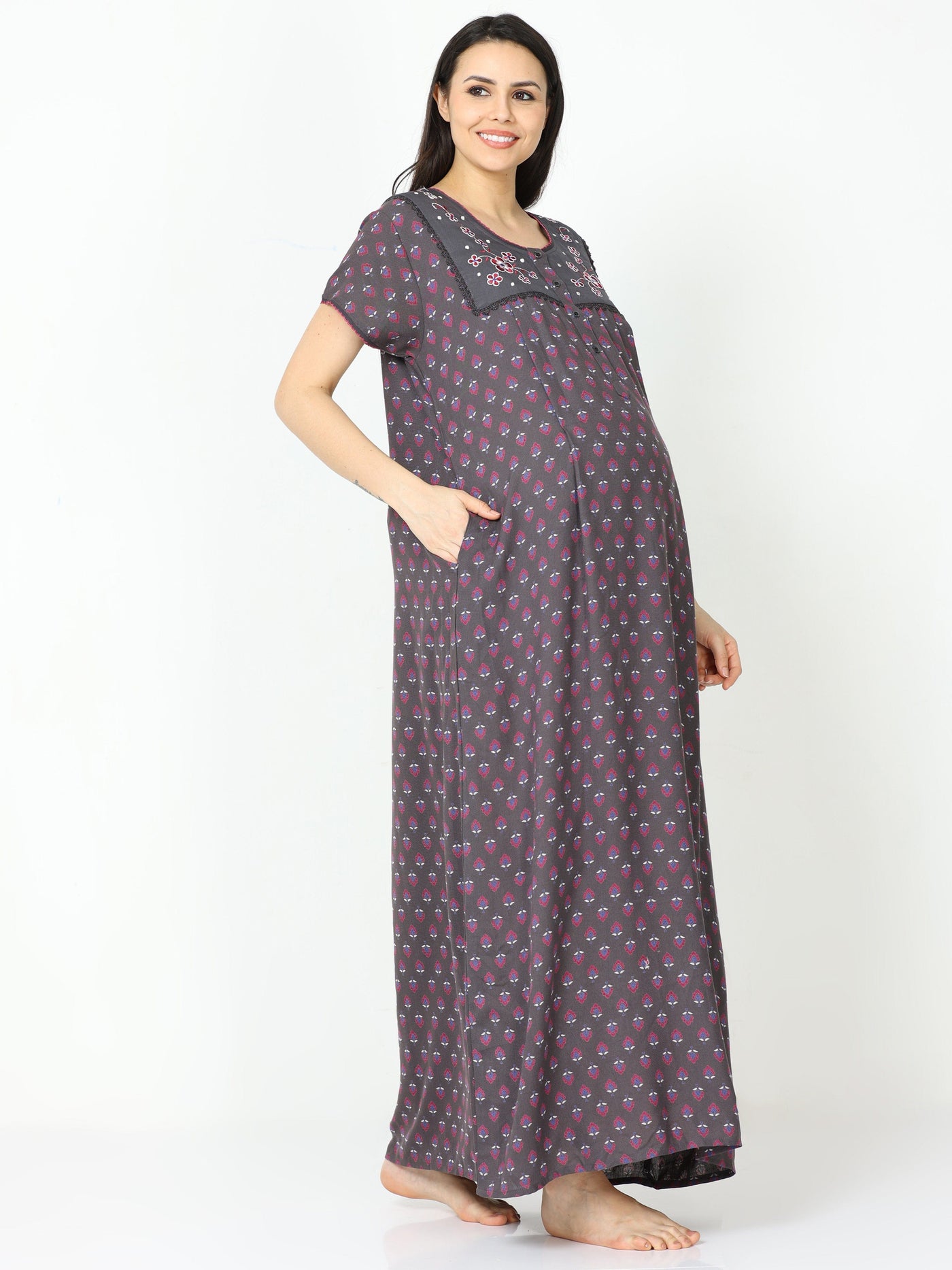 Alpine Maternity Feeding Nighty Grey