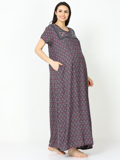 Alpine Maternity Feeding Nighty Grey