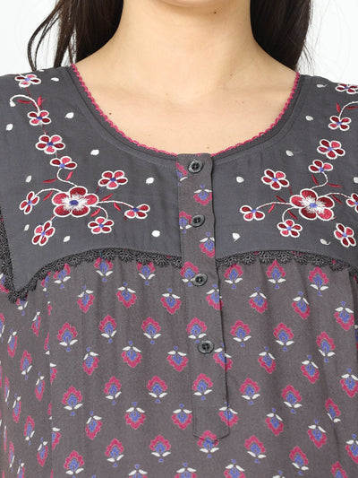 Alpine Maternity Feeding Nighty Grey