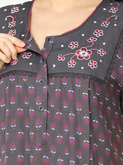 Alpine Maternity Feeding Nighty Grey