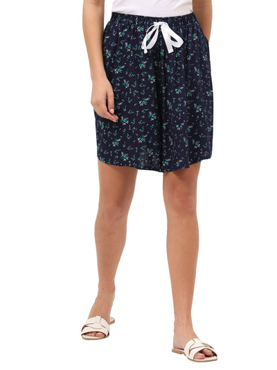 Rayon All Over Print Shorts Blue
