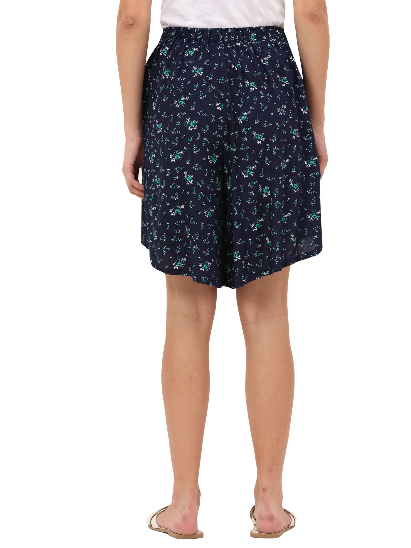 Rayon All Over Print Shorts Blue