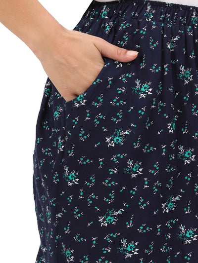 Rayon All Over Print Shorts Blue