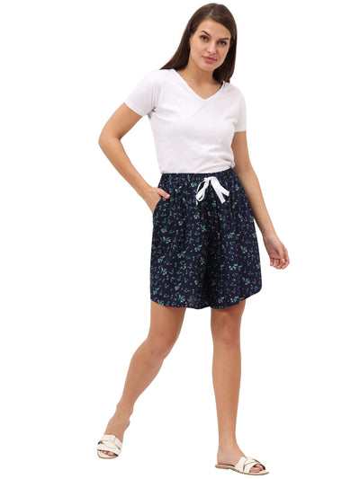 Rayon All Over Print Shorts Blue