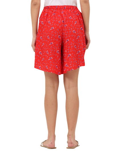 Rayon All Over Print Shorts Red