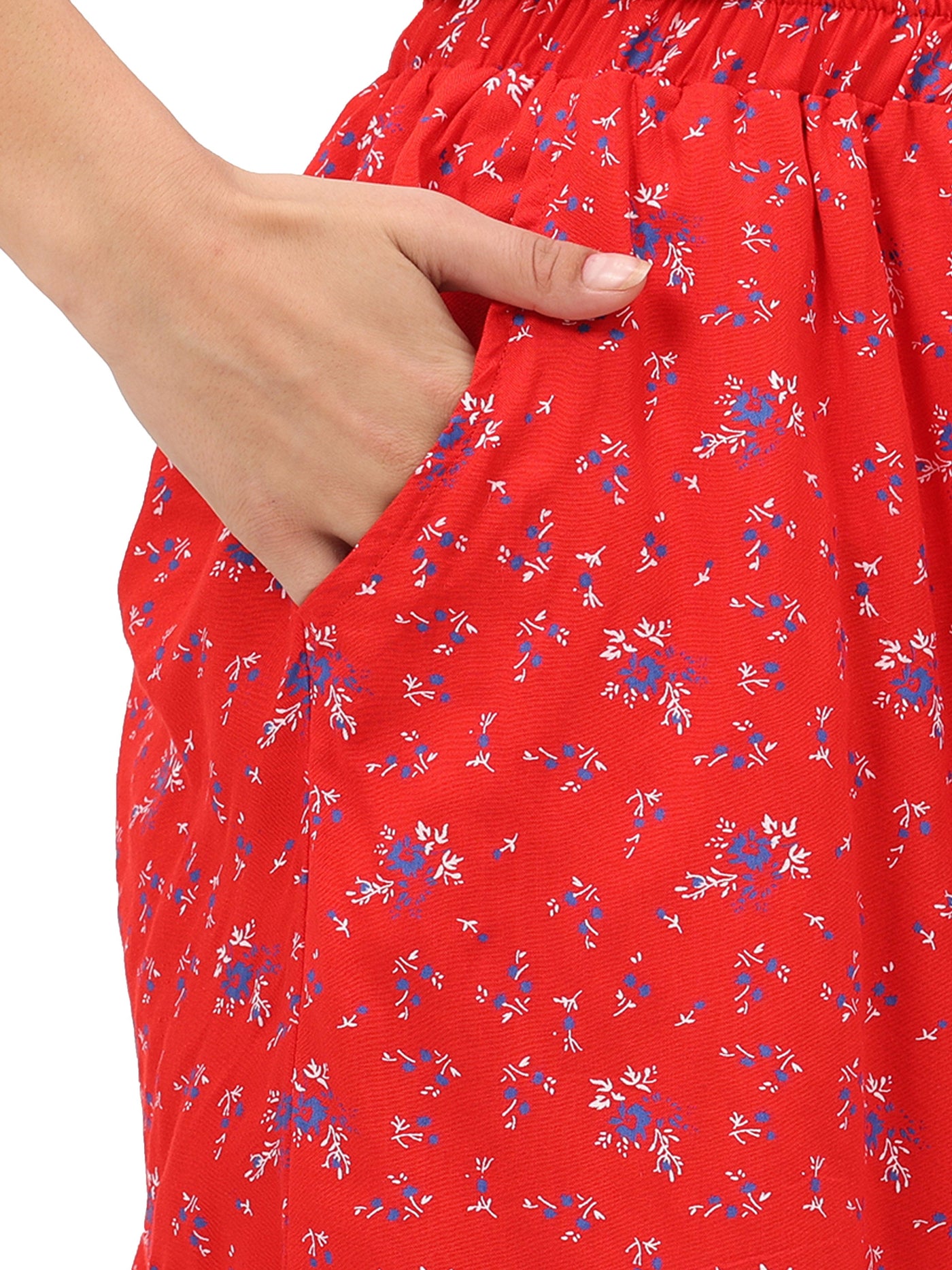 Rayon All Over Print Shorts Red