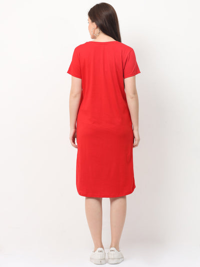 Hosiery Cotton Short Nighty Cherry Red