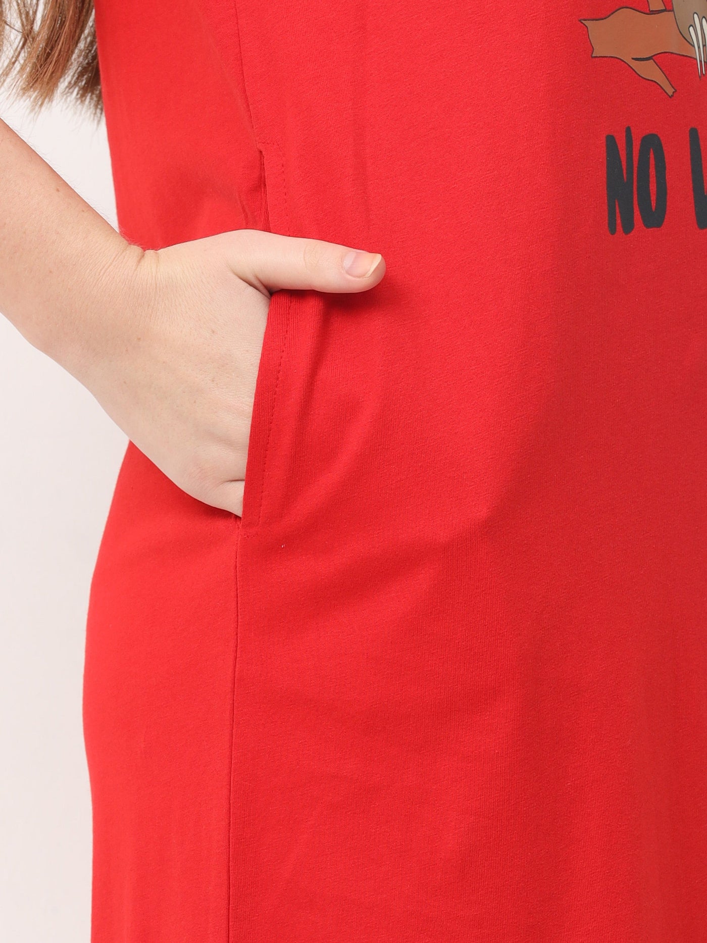 Hosiery Cotton Short Nighty Cherry Red