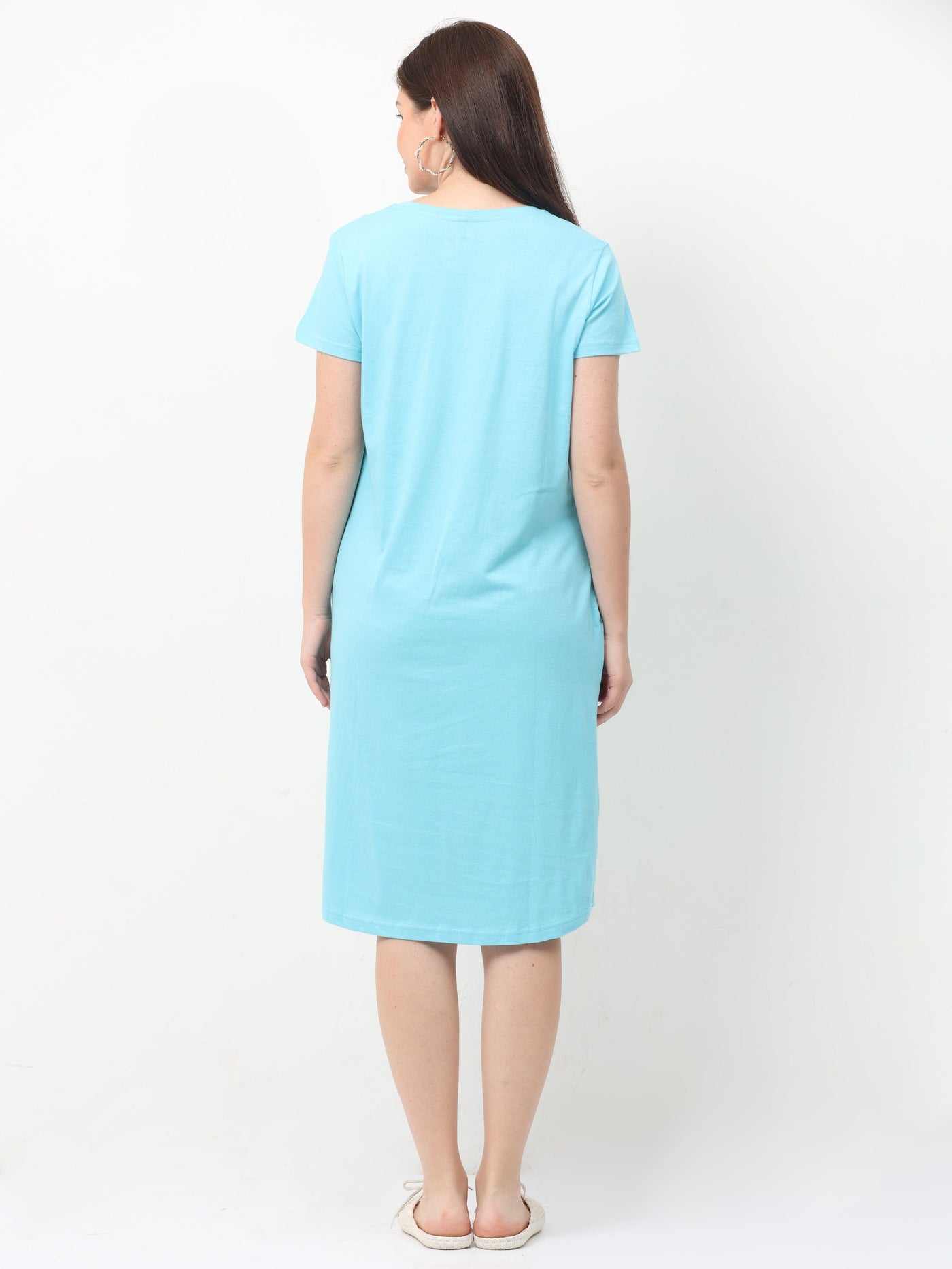 Hosiery Cotton Short Nighty Light Blue