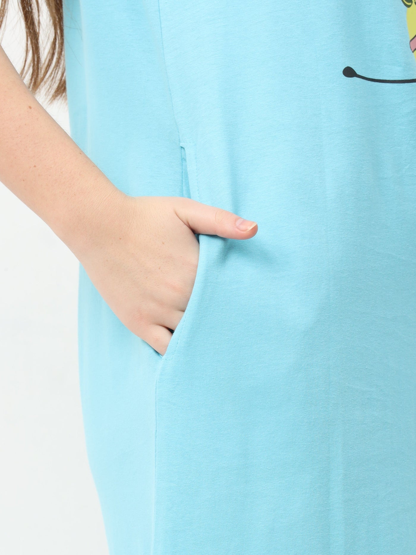 Hosiery Cotton Short Nighty Light Blue