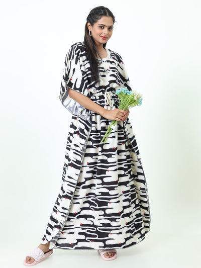 Rayon Kaftan Black & White