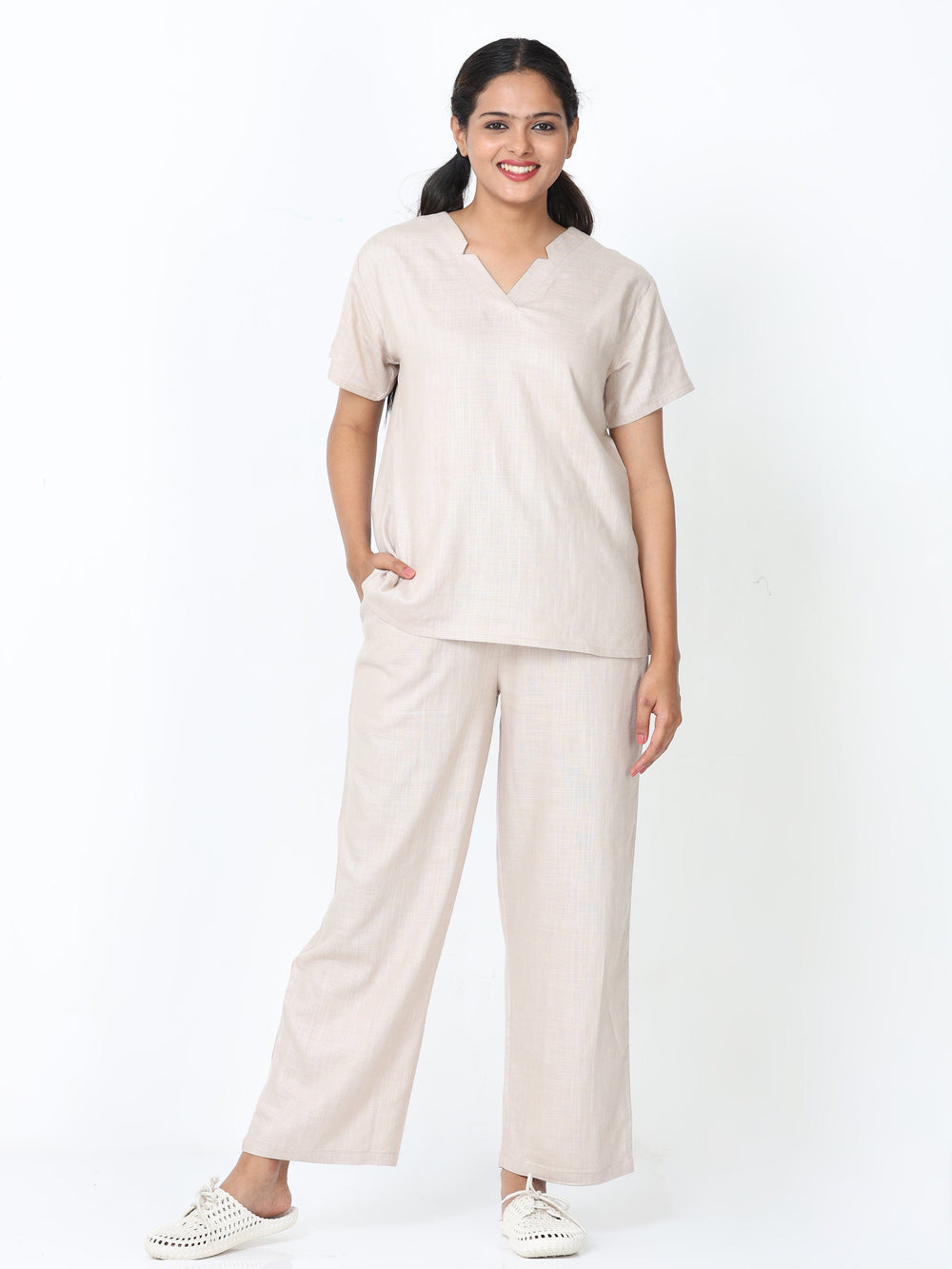 Co-ord sets  womens co ords - Buy Oyster Linen Slub Co-ord Sets - 9shines label 
