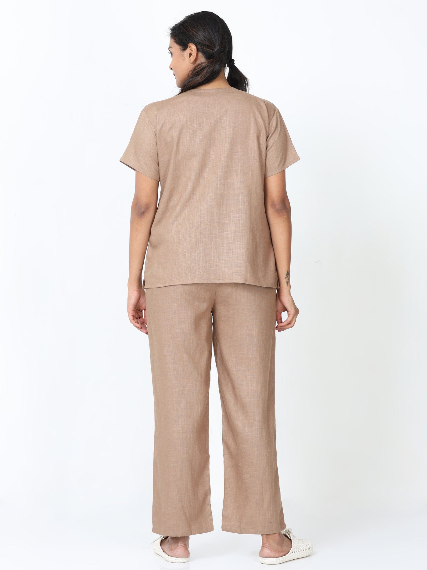 Linen Slub Co-ord Sets Brown