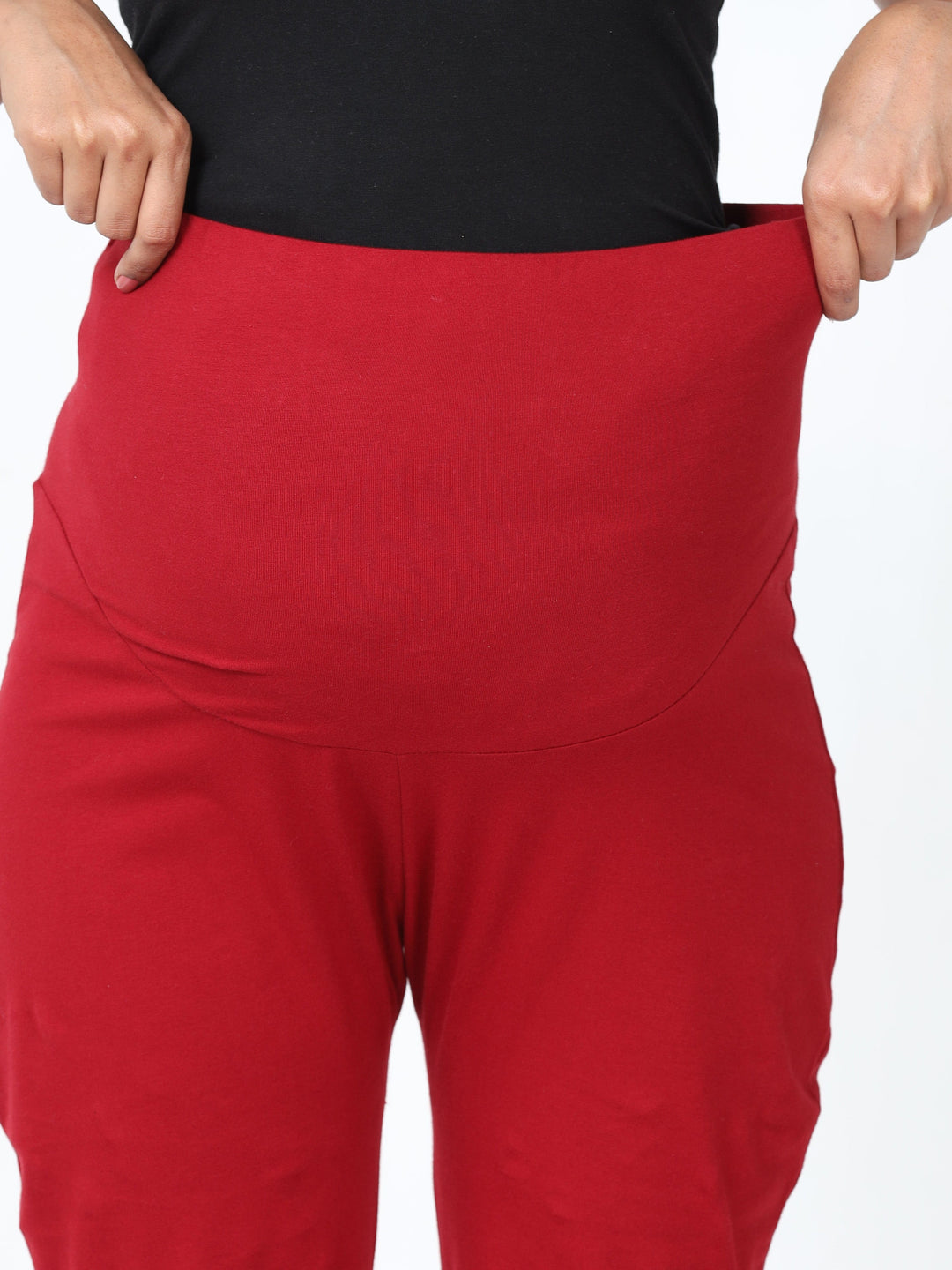  Maternity Plazzo  Red Cotton Maternity Plazo | Palazzo Pants For Pregnant Women- 9shines label 