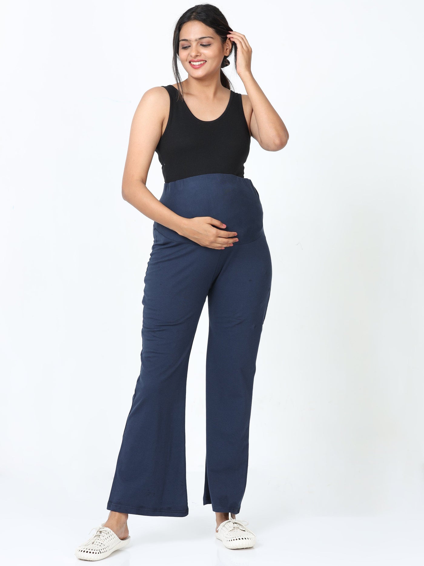 Navy Blue Cotton Maternity Plazo