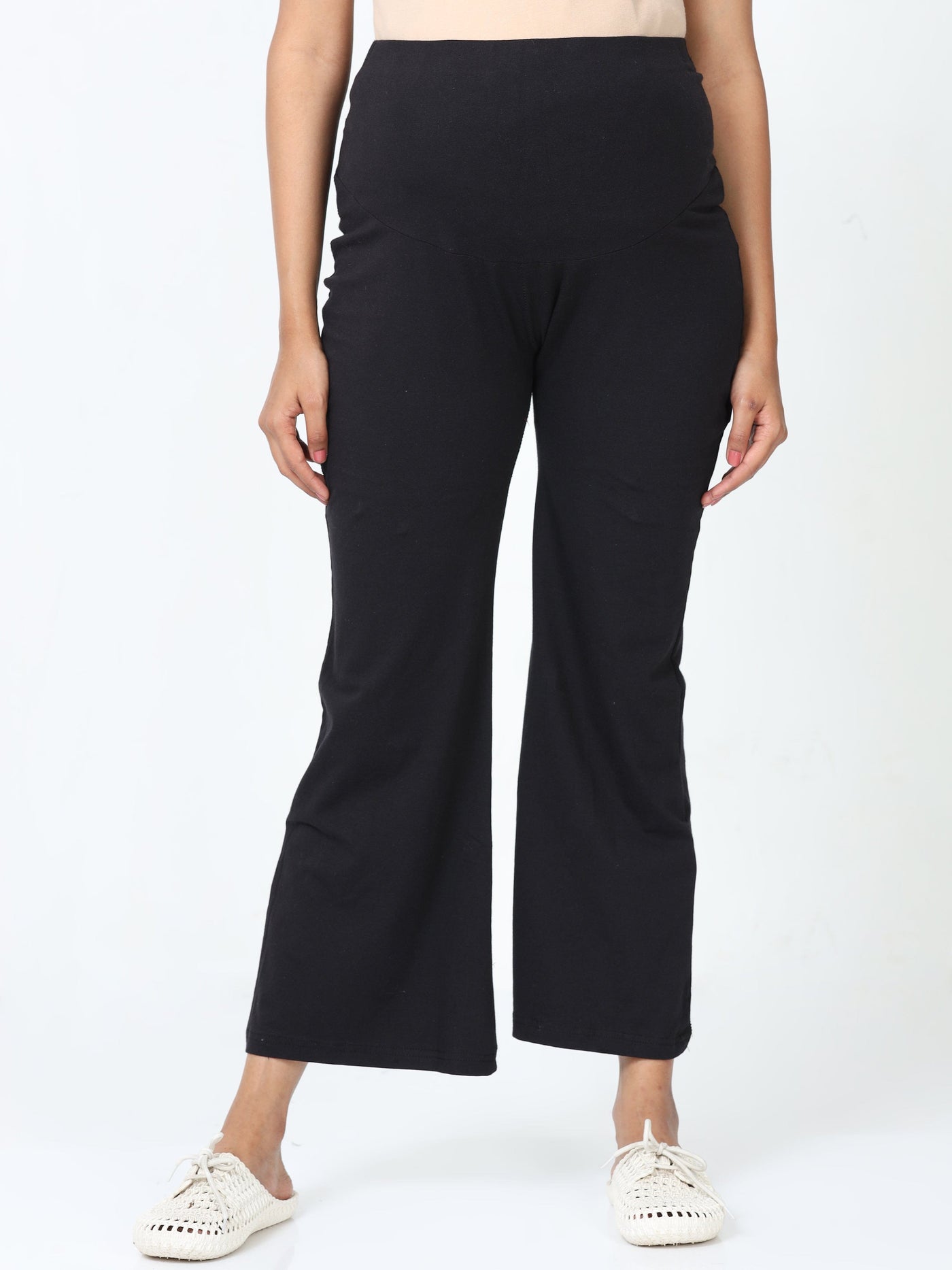 Black Cotton Maternity Plazo