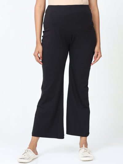 Black Cotton Maternity Plazo